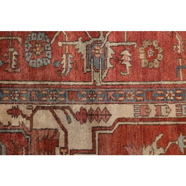 Traditional Serapi Hand-Knotted Wool Red Rust Rug - 6'x9' For Sale - Image 3 of 5