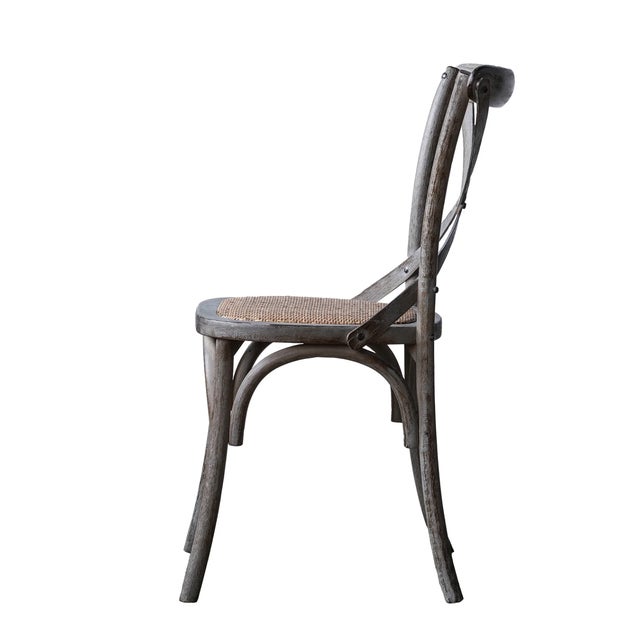 Farmhouse Matthew Izzo Home Linnea Rubberwood Dining/Bistro Chair With Rattan Seat For Sale - Image 3 of 4