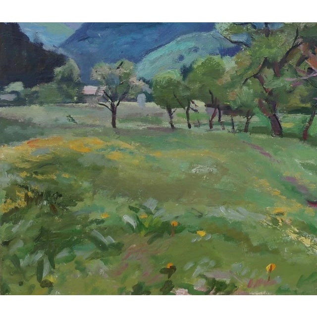 1980s Mountain Landscape Antique Oil Painting Original Soviet Art Ukrainian Artist Kozik v.g. 43-50 1980s For Sale - Image 5 of 6