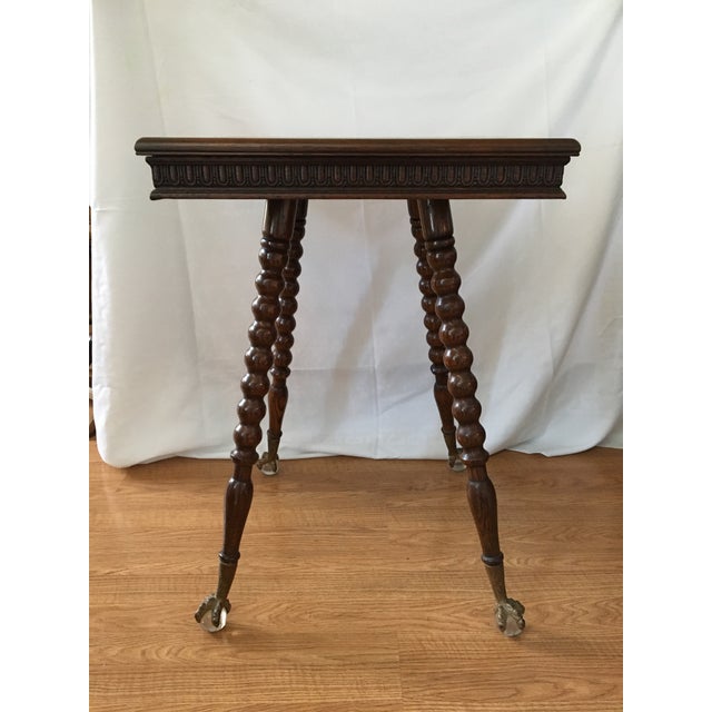 Early 20th Century Antique Tall Turned Wood Claw Foot Glass Ball Accent