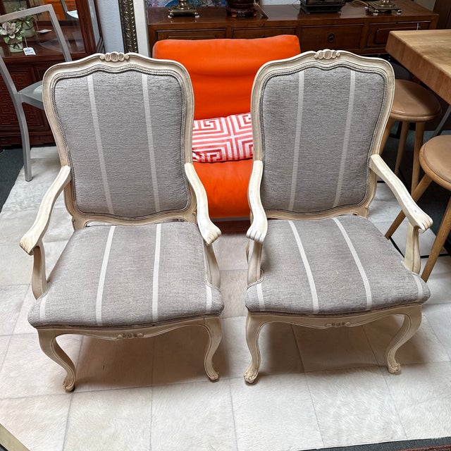 2010s Jacara’s French Provincial Louis XV Style Upholstered Armchairs, Pair For Sale - Image 5 of 12