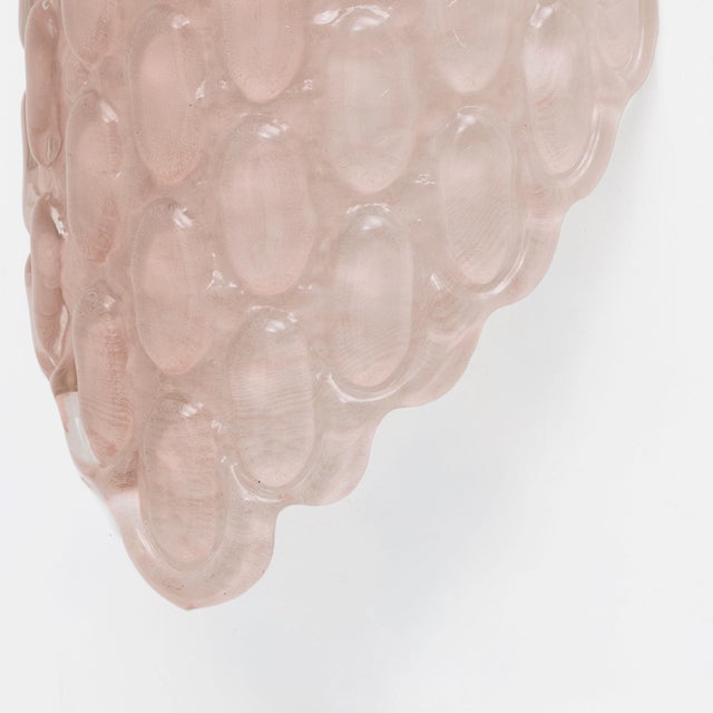 2000 - 2009 Pink Murano Glass Wall Sconces with Textured Relief, 2000s, Set of 2 For Sale - Image 5 of 10
