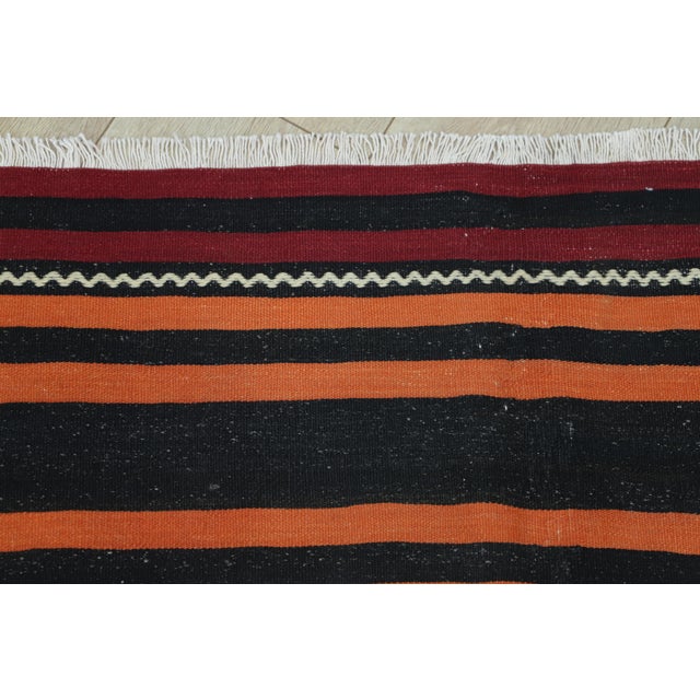 1960s Rustic Style Stripe Design Handmade Oushak Kilim Rug For Sale - Image 9 of 10