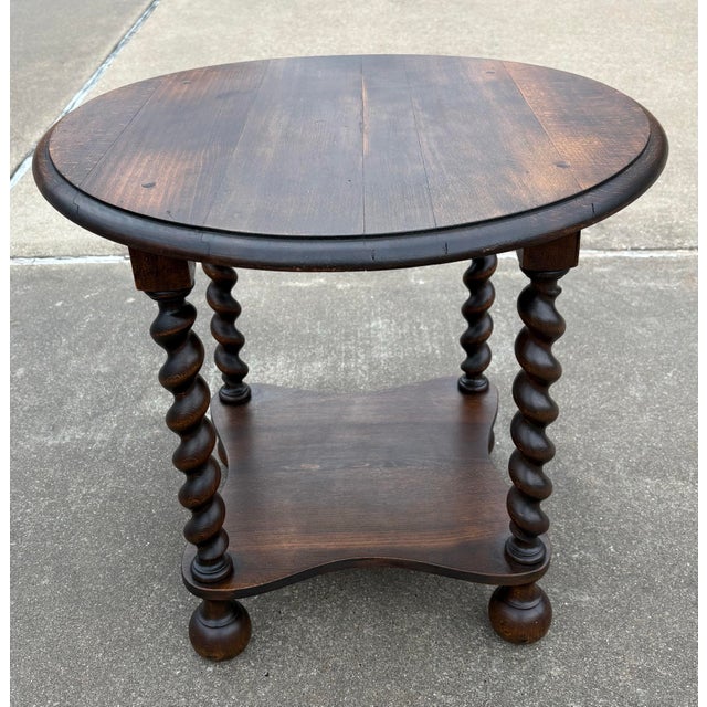 English Vintage English Barley Twist Side Table For Sale - Image 3 of 7