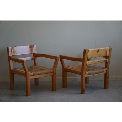Set of Brutalist Modern Danish Chairs in Pine & Cord from Tage Poulsen, 1972 For Sale - Image 17 of 18