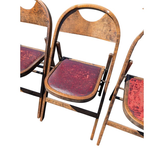 Late 20th Century Set of 6 Vintage Acme Chair Company Walnut Folding Chairs + 2 Parts Chairs For Sale - Image 5 of 12