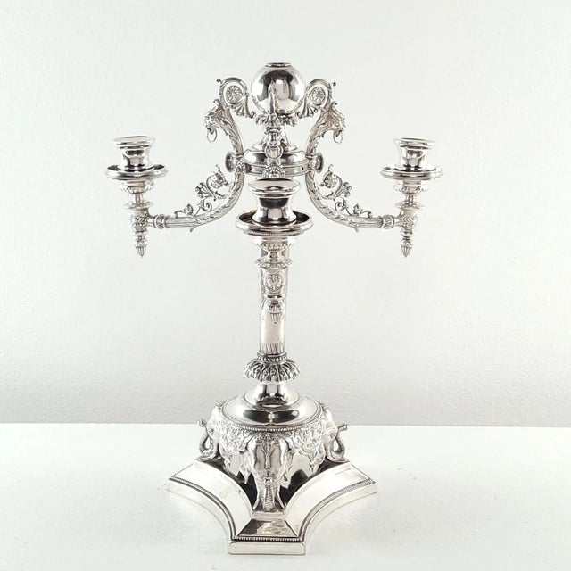 A rare English silver plated partial candelabra in the Indian style, circa 1860.