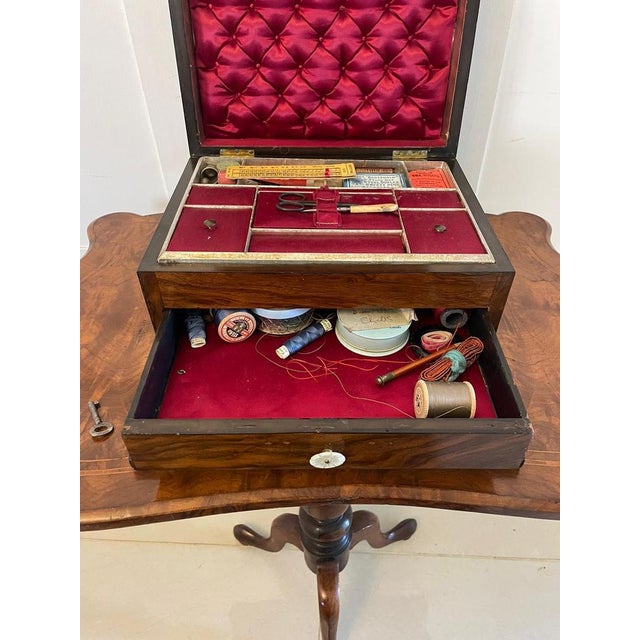 Antique Victorian Figured Walnut Sewing Box, 1860s For Sale - Image 12 of 13
