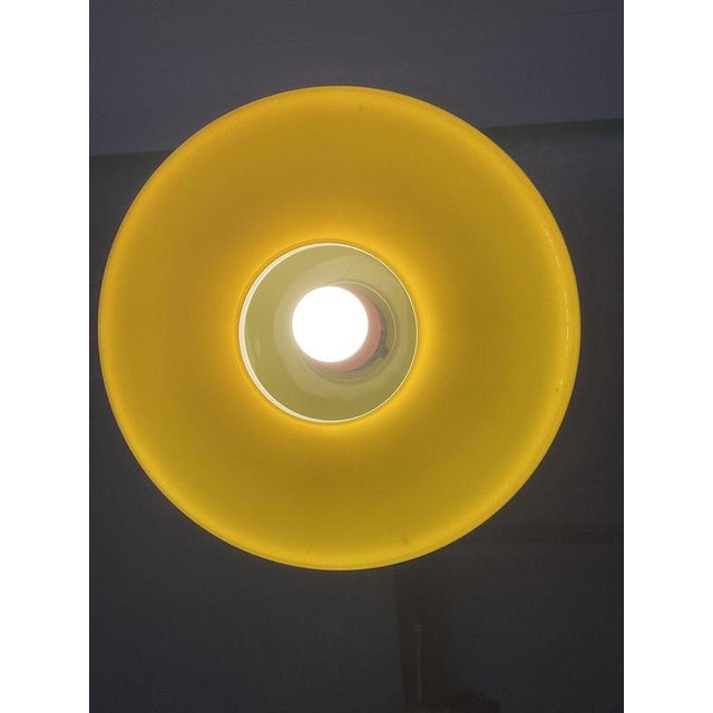 B- 418 rare original vintage ceilinglamp by ; veb kombinat gorlitz [ddr] yellow amber-glass +-1970 very rare in this...
