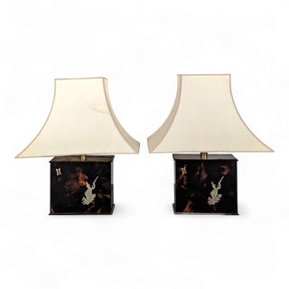 Japanese Scale-Patterned Lamps from Eric Maville, Set of 2 For Sale