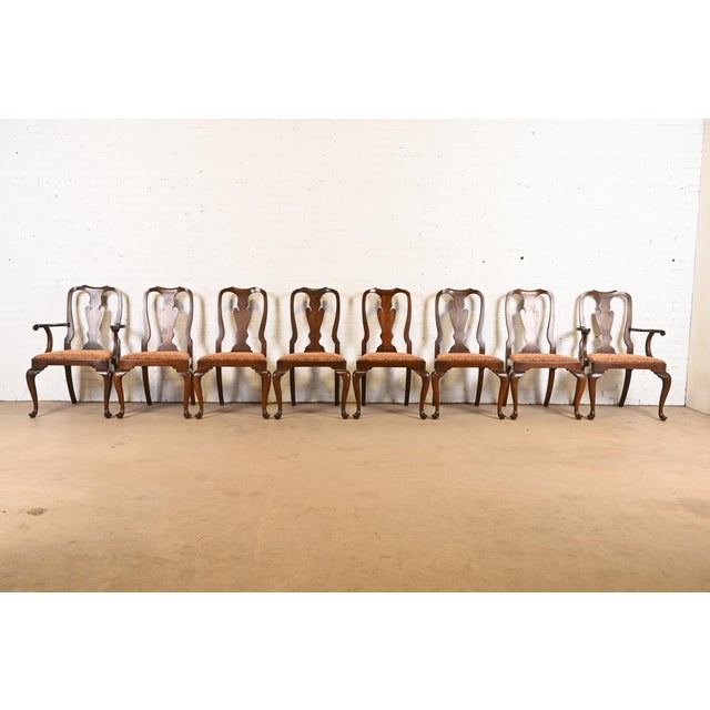 Henkel Harris Queen Anne Solid Mahogany Armchairs or Dining Chairs, Pair For Sale - Image 10 of 11