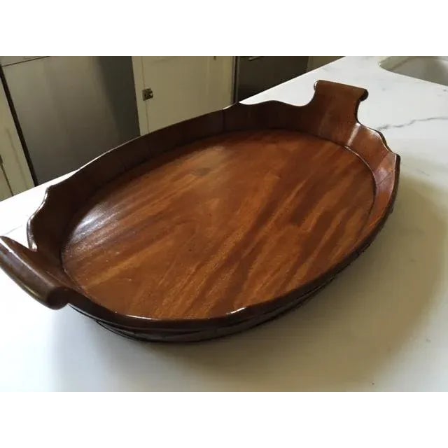 Large George III Oval Mahogany Tray With Fluted Edge. Good condition consistent with age and use. A very small area where...