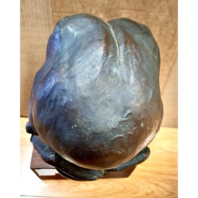 Early 20th-Century Female Bronze Bust on Stand by Oliver Grymes For Sale - Image 9 of 16