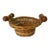 Vintage Wicker Basket With Turned Wood Double Ball Finial Handles - Boho Coastal Folk Art For Sale