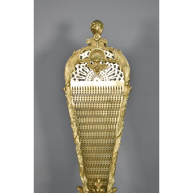 Gold French Louis XV-Transition Style Peacock Fan Shaped Fire Screen, 1890s For Sale - Image 8 of 16