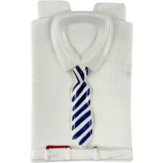 Vintage White Shirt & Tie Ceramic Ashtray Catchall Dish Made in Italy For Sale