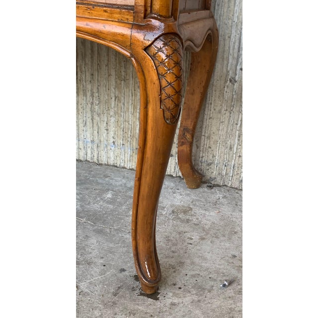 Early 20th Century Pair of French Server Sideboard Table Carved Oak Panels with open Shelve For Sale - Image 12 of 18
