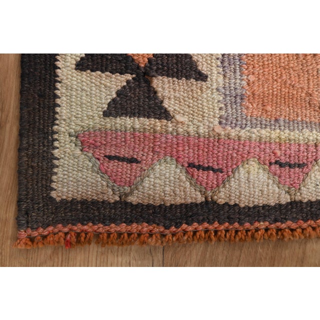 1970s Vintage Turkish Handmade Wool Cotton Orange Runner Rug For Sale - Image 4 of 11