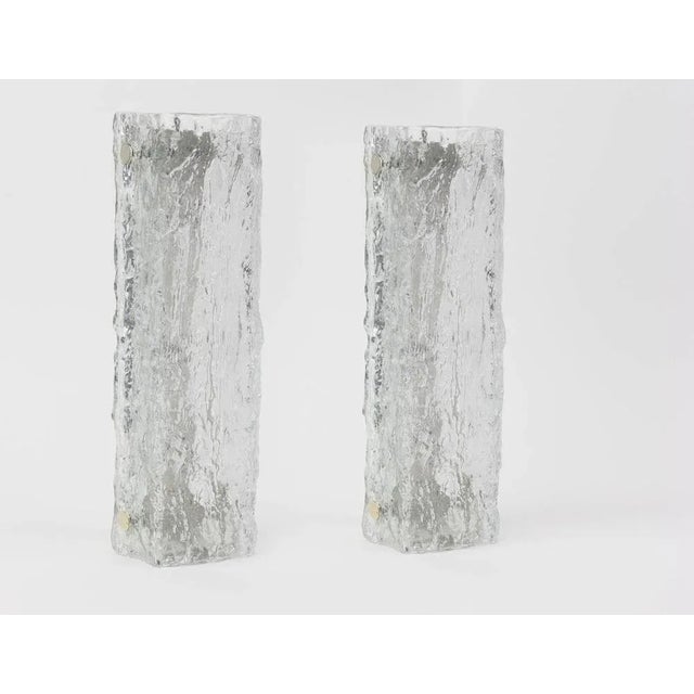 Gorgeous pair of angular glass sconces with brass holders by hillebrand leuchten, germany, circa 1970s. High quality and...