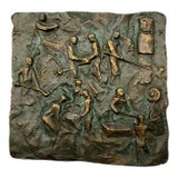 1960’s Roperwerk Bronze Relief Plaque Factory Foundry Workers For Sale