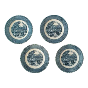 Mid 20th Century Currier & Bread and Butter Plates- Set of 4
