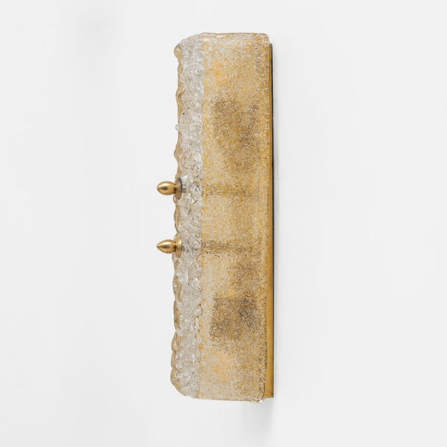 Mid-Century Modern Murano Glass abd Gilt Brass Sconces, Graniglia, Italy, 2000s, Set of 2 For Sale - Image 3 of 10