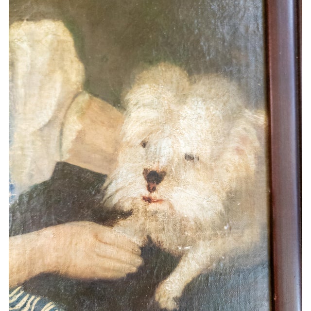 19th Century English Folk Provincial Portrait of a Girl and Westie Dog For Sale - Image 13 of 18