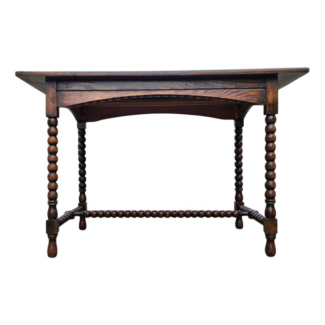 Ornate Wood Studded Bobbin Desk For Sale