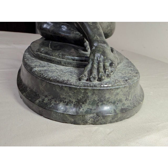 Antique 1800's Hand Carved Green Serpentine Marble the Dying Gaul Sculpture For Sale - Image 17 of 18