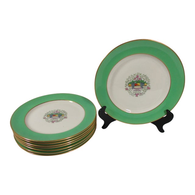 Antique Lenox Sumerset Green Luncheon Plates- Set of 8 For Sale
