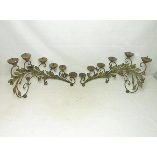 Pair of Antique Italian Wrought Iron Candelabras For Sale - Image 17 of 18