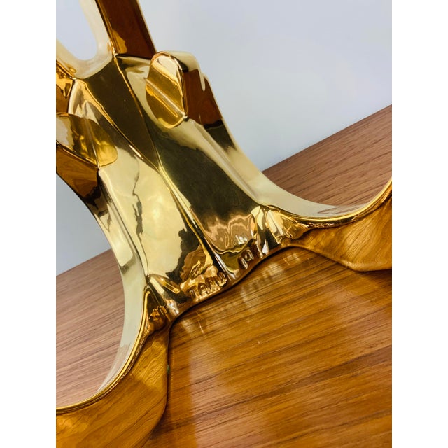 Gold Vintage Gold Metallic Stylized Rams Head Statue by Jaru For Sale - Image 8 of 9