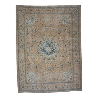 1970s Vintage Persian Handmade Wool Cotton Orange Area Rug For Sale
