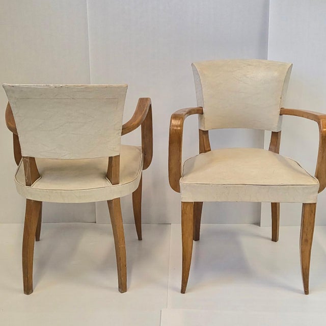 Vintage Bridge Armchairs in Beech and Skai, 1950s, Set of 2 For Sale - Image 4 of 14