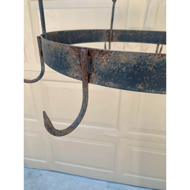 Metal Early 19th Century Handwrought Iron Game Rack or Hanging Pot Rack For Sale - Image 7 of 13