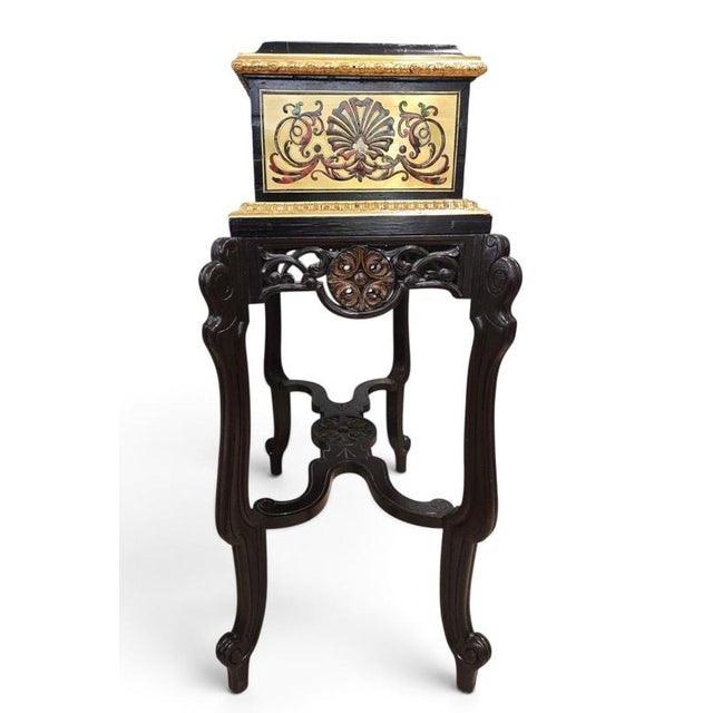 Gold 19th Century French Boulle Marquetry Jardinière in Gilt Brass, Silver and Inlays, 1880 For Sale - Image 8 of 15