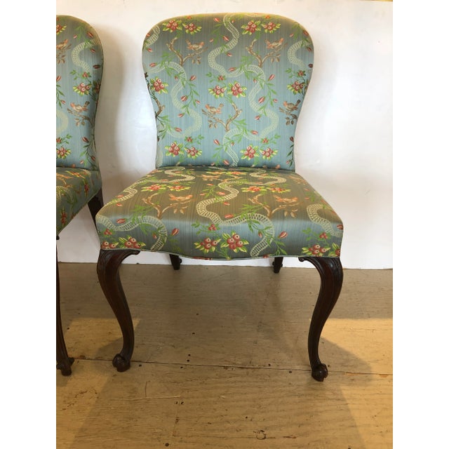 Traditional 18th Century Georgian Side Chairs Dressed Up in Scalamandre Upholstery -A Pair For Sale - Image 3 of 13