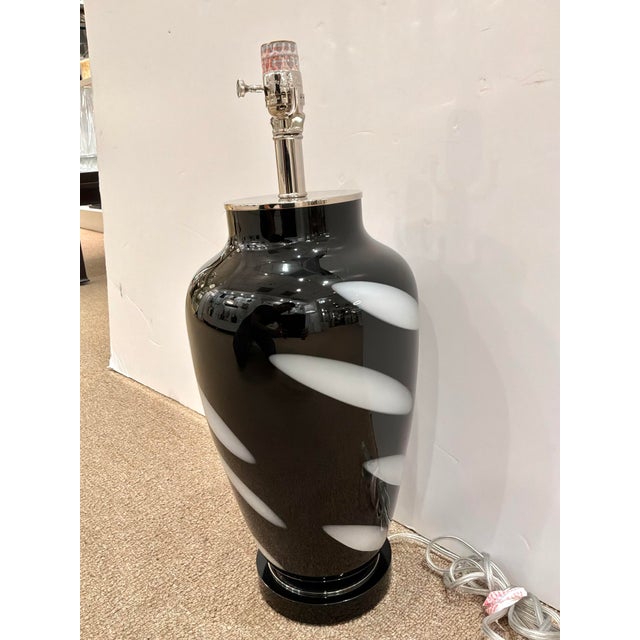 Modern Currey & Co Modern Glass Jar Lamp Black & White For Sale - Image 3 of 5