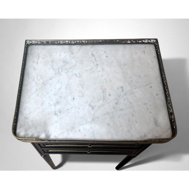 Late 19th Century Napoleon III Style French Night Stand in Black Lacquered Wood and Carrara Marble For Sale - Image 9 of 18
