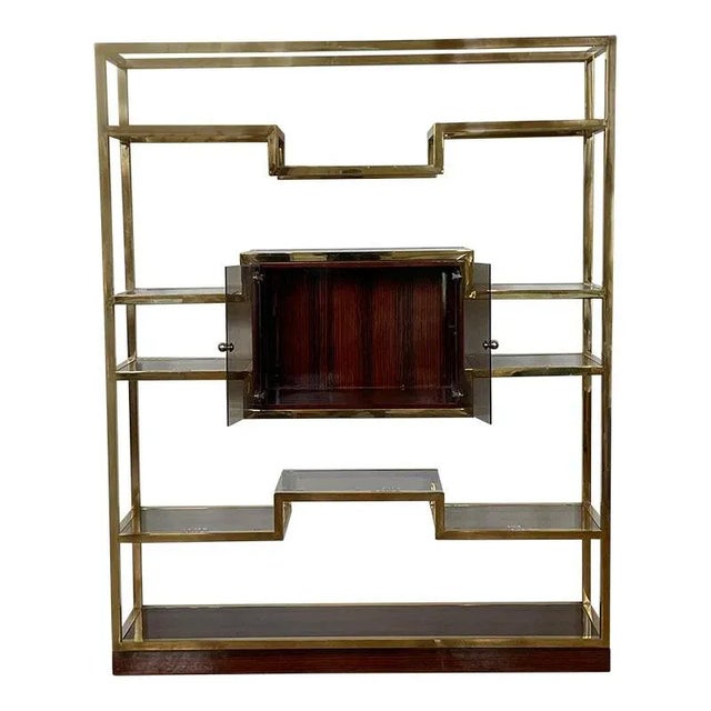 Metal Golden Brass & Makassar Bookcase with Showcase, 1990s For Sale - Image 7 of 10