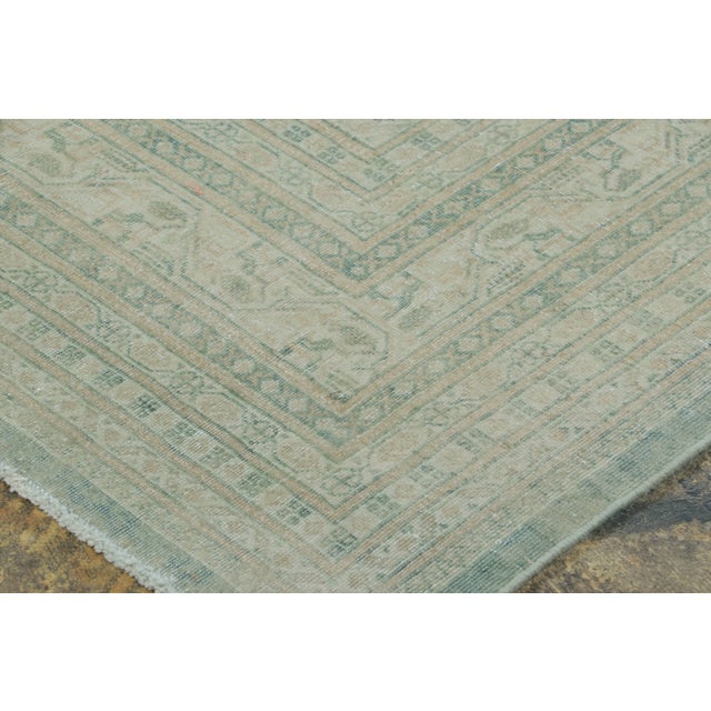Rug & Kilim Antique Distressed Saraband Rug With Paisley Pattern in Green Hues - Rug & Kilim For Sale - Image 4 of 7