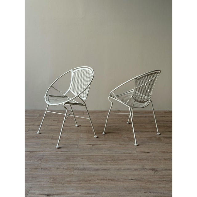 1950s Maurizio Tempestini for Salterini Petite Radar Wrought Iron Lounge Chairs, a Pair For Sale - Image 12 of 12