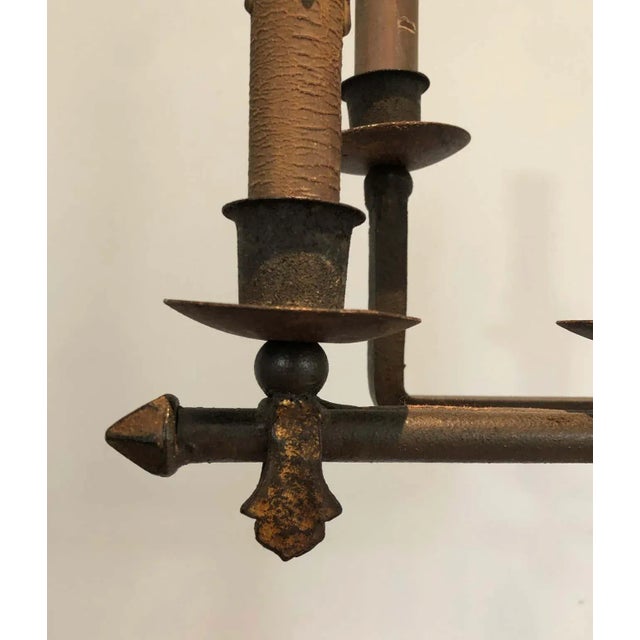 Black 1940s French Work Wrought and Gilt Iron Floor Lamp For Sale - Image 8 of 13