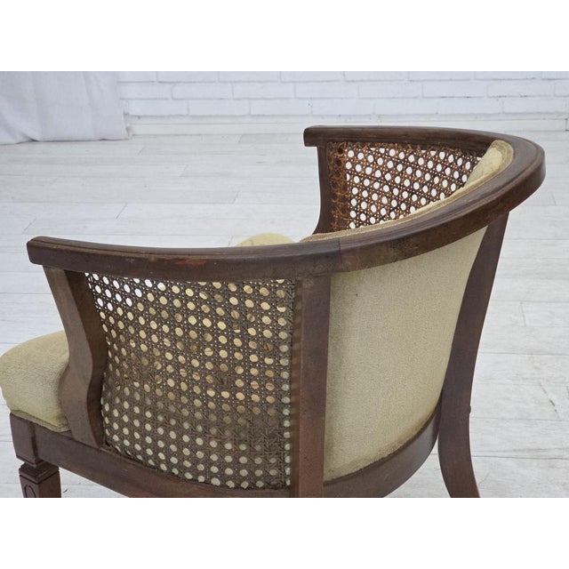 Danish Easy Chair in Velour, Mesh, and Oak, 1950s For Sale - Image 12 of 17