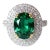 18kt Gia Zambia Oval Emerald Diamond Halo Ring, Size 6.5 For Sale
