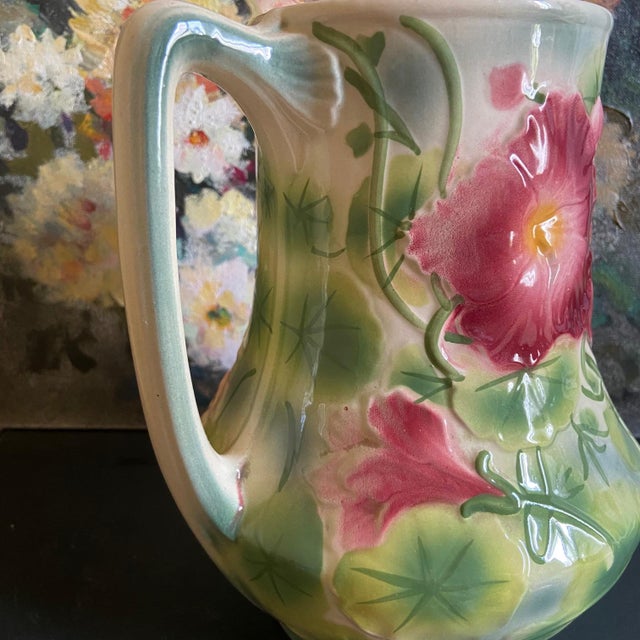 Majolica Ceramic Glazed Flower Pitcher from Saint Clément, 1960 For Sale - Image 6 of 9