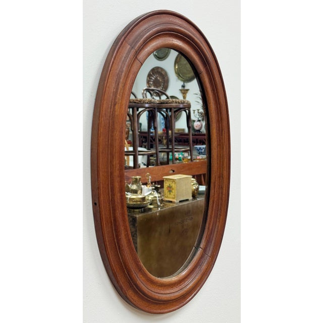 Farmhouse Vintage Primitive Farmhouse Oval Wall Mirror For Sale - Image 3 of 5