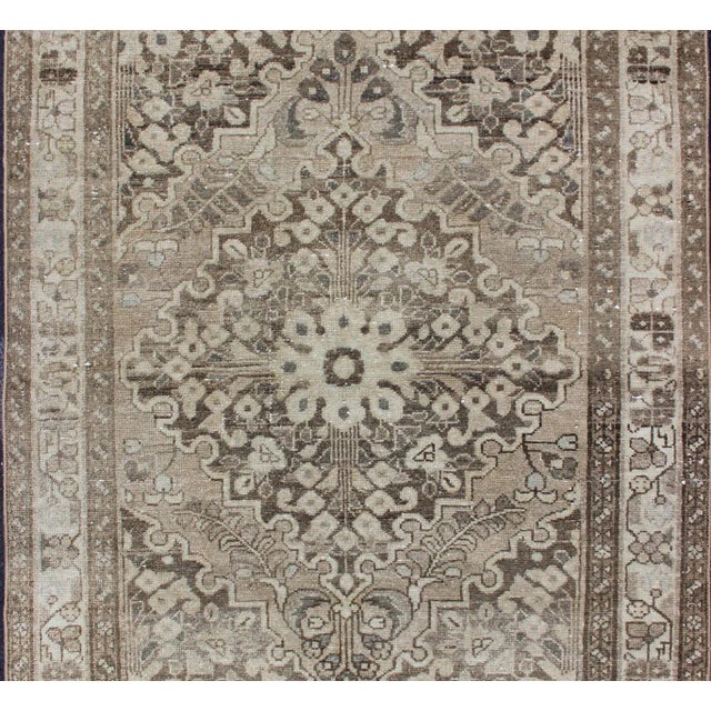 Earth Tone and Neutral Tone Vintage Persian Lilihan Rug with Medallion Vintage Persian Lilihan rug with center medallion...