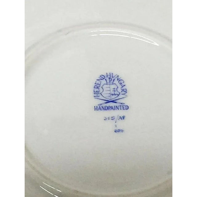 Chinese Bouquet Raspberry Porcelain Round Tray and Small Plates from Herend Hungary, Set of 9 For Sale - Image 4 of 6