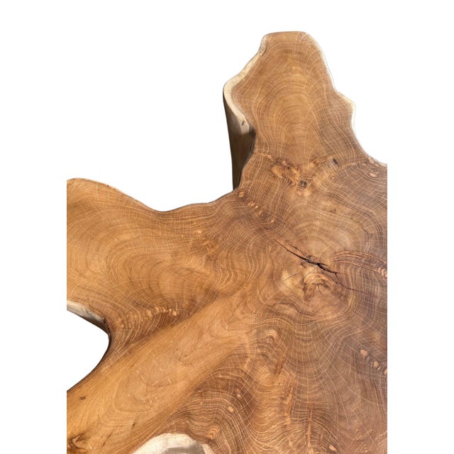Sculptural Solid Teak Wood Sofa Table With Natural Grain & Bleached Finish For Sale - Image 10 of 11